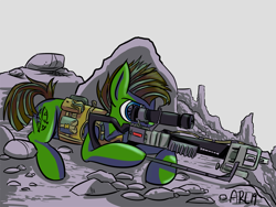 Size: 1200x900 | Tagged: safe, artist:lytlethelemur, imported from derpibooru, oc, earth pony, pony, body armor, gun, rifle, sniper rifle, weapon