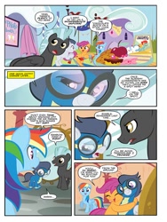 Size: 768x1024 | Tagged: safe, artist:nicoletta baldari, idw, imported from derpibooru, rainbow dash, rumble, scootaloo, thunderlane, pony, spoiler:comic, spoiler:comic81, clothes, female, male, shipping fuel, uniform, wonderbolts uniform