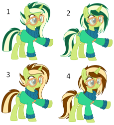 Size: 3528x3856 | Tagged: safe, artist:razorbladetheunicron, imported from derpibooru, oc, oc only, oc:keyana crust, pony, unicorn, lateverse, alternate hairstyle, alternate universe, base used, clothes, female, glasses, mare, offspring, options, parent:limestone pie, parent:soarin', parents:limin', simple background, solo, sweater, transparent background