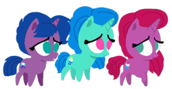 Size: 1652x851 | Tagged: safe, artist:徐詩珮, imported from derpibooru, oc, oc:betty pop, oc:spring legrt, oc:storm lightning, pony, unicorn, my little pony: the movie, base used, female, filly, horn, magical lesbian spawn, next generation, offspring, parent:glitter drops, parent:spring rain, parent:tempest shadow, parents:glittershadow, parents:springdrops, parents:springshadow, parents:springshadowdrops, simple background, transparent background