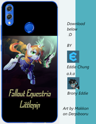 Size: 1467x1894 | Tagged: safe, artist:brony eddie, artist:delta_mk9, artist:makkon, edit, imported from derpibooru, oc, oc only, oc:littlepip, pony, unicorn, fallout equestria, back cover, clothes, fallout, fanfic, fanfic art, female, glowing horn, gritted teeth, gun, handgun, hooves, horn, jumping, levitation, little macintosh, magic, mare, optical sight, pipbuck, printable, revolver, scope, solo, telekinesis, vault suit, weapon