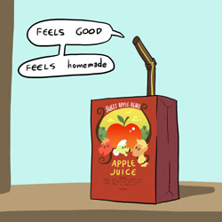 Size: 800x800 | Tagged: safe, artist:askthejuicebox, artist:docwario, imported from derpibooru, applejack, big macintosh, granny smith, oc, oc:juice box, pony, apple juice, juice, juice box