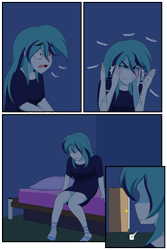 Size: 1500x2250 | Tagged: safe, artist:jase1505, imported from derpibooru, sonata dusk, series:dusk oceanos, equestria girls, bed, comic, no dialogue, panting, scared, slap, sweat