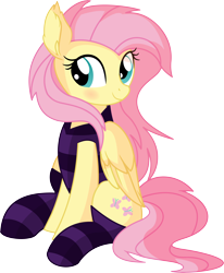 Size: 5814x7059 | Tagged: safe, artist:cyanlightning, imported from derpibooru, fluttershy, pegasus, pony, .svg available, absurd resolution, beautiful, chest fluff, clothes, cute, ear fluff, female, folded wings, mare, shyabetes, simple background, sitting, socks, solo, standing, stockings, striped clothes, striped socks, thigh highs, transparent background, vector, wings