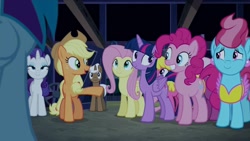 Size: 1910x1080 | Tagged: safe, imported from derpibooru, screencap, applejack, cup cake, fluttershy, pinkie pie, rainbow dash, rarity, twilight sparkle, twilight sparkle (alicorn), alicorn, earth pony, pegasus, pony, unicorn, 28 pranks later, female