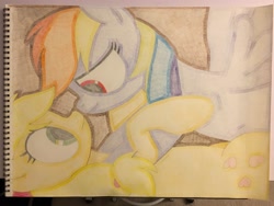 Size: 4032x3024 | Tagged: safe, artist:thor-disciple, deleted from derpibooru, imported from derpibooru, applejack, rainbow dash, pony, appledash, female, lesbian, shipping, traditional art