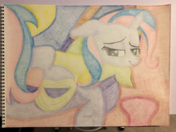 Size: 4032x3024 | Tagged: safe, artist:thor-disciple, deleted from derpibooru, imported from derpibooru, trixie, pony, clothes, socks, solo, traditional art