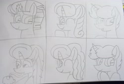 Size: 4369x2992 | Tagged: safe, artist:徐詩珮, imported from derpibooru, fizzlepop berrytwist, glitter drops, spring rain, tempest shadow, oc, oc:betty pop, oc:spring legrt, oc:storm lightning, pony, unicorn, my little pony: the movie, broken horn, family, female, filly, glittershadow, horn, lesbian, lineart, magical lesbian spawn, mare, mother and daughter, next generation, offspring, parent:glitter drops, parent:spring rain, parent:tempest shadow, parents:glittershadow, parents:springdrops, parents:springshadow, parents:springshadowdrops, polyamory, shipping, springdrops, springshadow, springshadowdrops, traditional art