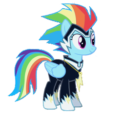 Size: 758x720 | Tagged: safe, edit, edited screencap, imported from derpibooru, screencap, rainbow dash, zapp, pegasus, pony, power ponies (episode), background removed, clothes, costume, female, jewelry, mare, necklace, not a vector, power ponies, simple background, smiling, solo, transparent background