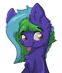 Size: 1216x1451 | Tagged: safe, artist:meow, artist:nighty, imported from derpibooru, oc, oc only, oc:weldbead, earth pony, pony, :p, bust, chest fluff, colored pupils, ear fluff, fluffy, male, simple background, solo, tongue out, transparent background