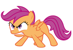 Size: 1079x741 | Tagged: safe, artist:kuren247, deleted from derpibooru, edit, editor:undeadponysoldier, imported from derpibooru, vector edit, scootaloo, pegasus, pony, angry, gritted teeth, simple background, solo, spread wings, transparent background, vector, wings