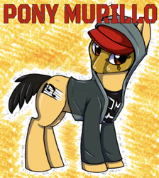 Size: 641x715 | Tagged: safe, artist:akie-tara, edit, editor:undeadponysoldier, imported from derpibooru, oc, oc only, earth pony, pony, cap, clothes, danny murillo, hat, hollywood undead, hoodie, male, mask, ponified, solo, stallion