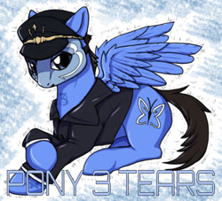 Size: 639x579 | Tagged: safe, artist:akie-tara, edit, editor:undeadponysoldier, imported from derpibooru, oc, oc only, pegasus, pony, clothes, hat, hollywood undead, jacket, johnny 3 tears, leather jacket, male, mask, ponified, solo, spread wings, stallion, wings