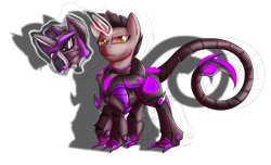 Size: 2800x1700 | Tagged: safe, artist:elmutanto, imported from derpibooru, oc, oc only, oc:blacktorch, pony, unicorn, fallout equestria, fanfic:fallout equestria: broken oaths, armor, male, stallion, terminator