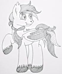 Size: 2443x2917 | Tagged: safe, artist:ponkus, imported from derpibooru, oc, bat pony, pony, bat wings, necktie, photo, sketch, solo, traditional art, wings, wip