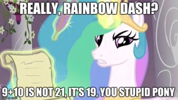 Size: 620x349 | Tagged: safe, edit, edited screencap, imported from derpibooru, screencap, princess celestia, rainbow dash, pony, the crystal empire, op is a duck, op is trying to start shit, stupid