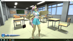 Size: 1280x720 | Tagged: safe, artist:bangayo, imported from derpibooru, fluttershy, anthro, pegasus, classroom, clothes, outfit, schoolgirl, second life