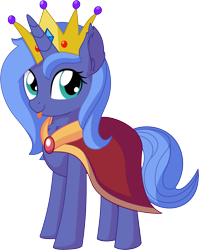 Size: 5730x7197 | Tagged: safe, artist:cyanlightning, imported from derpibooru, princess luna, alicorn, pony, .svg available, absurd resolution, cape, clothes, crown, cute, ear fluff, female, folded wings, food, jewelry, looking at you, lunabetes, mare, regalia, s1 luna, simple background, solo, tongue out, transparent background, vector, wings