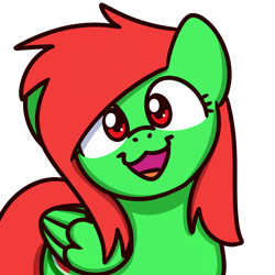 Size: 1000x1000 | Tagged: safe, artist:sugar morning, imported from derpibooru, oc, oc only, oc:watermelon frenzy, pegasus, pony, commission, cute, male, smiling, sugar morning's smiling ponies, ych result, your character here