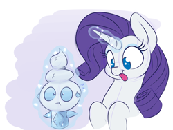 Size: 1200x900 | Tagged: safe, artist:heir-of-rick, imported from derpibooru, rarity, pony, unicorn, vanillite, abstract background, cute, female, mare, pokémon, raribetes, this will not end well, tongue out