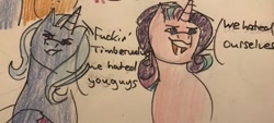 Size: 640x290 | Tagged: safe, artist:lieutenantcactus, imported from derpibooru, starlight glimmer, trixie, pony, female, lesbian, shipping, startrix, traditional art