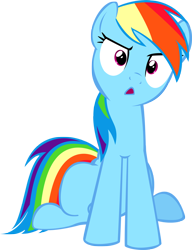 Size: 784x1020 | Tagged: safe, artist:raynebowcrash, imported from derpibooru, rainbow dash, pegasus, pony, swarm of the century, confused, female, mare, open mouth, reaction image, simple background, sitting, solo, transparent background, vector