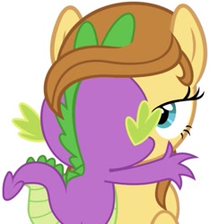 Size: 439x470 | Tagged: safe, artist:twilightpoint, deleted from derpibooru, imported from derpibooru, oc, oc:cream heart, pony, canon x oc, crack shipping, creamspike, female, interspecies, kissing, male, mare, shipping, simple background, straight, white background