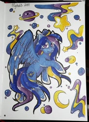 Size: 703x960 | Tagged: safe, artist:mychelle, imported from derpibooru, oc, oc only, oc:status sphere, pegasus, pony, solo, traditional art