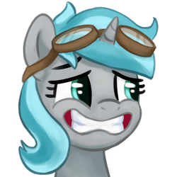 Size: 894x894 | Tagged: safe, artist:aemantaslim, artist:aemuhn, imported from derpibooru, oc, oc only, oc:rym, pony, unicorn, emoji, goggles, simple background, solo, suspicious smile, transparent background