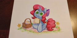 Size: 4096x2048 | Tagged: safe, artist:dawnfire, imported from derpibooru, oc, oc:creamsicle delight, unicorn, food, picnic blanket, sandwich