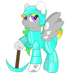 Size: 1800x1800 | Tagged: safe, artist:ponkus, imported from derpibooru, oc, oc only, oc:odd inks, pegasus, pony, armor, diamond armor, minecraft, pickaxe, solo