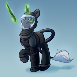 Size: 4000x4000 | Tagged: safe, artist:witchtaunter, imported from derpibooru, oc, oc only, pony, unicorn, baton, commission, leonine tail, long tail, magic, nightstick, riot gear, solo