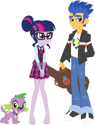 Size: 485x635 | Tagged: safe, artist:chipmunkraccoonoz, imported from derpibooru, flash sentry, sci-twi, spike, spike the regular dog, twilight sparkle, dog, equestria girls, friendship games, eqg promo pose set, female, flashlight, male, sciflash, shipping, straight