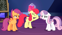 Size: 1920x1080 | Tagged: safe, imported from derpibooru, screencap, apple bloom, scootaloo, sweetie belle, growing up is hard to do, season 9, spoiler:s09, cutie mark, cutie mark crusaders, older, older apple bloom, older cmc, older scootaloo, older sweetie belle, the cmc's cutie marks