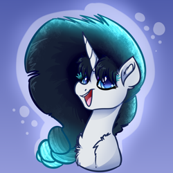 Size: 4000x4000 | Tagged: safe, artist:witchtaunter, imported from derpibooru, oc, oc only, pony, unicorn, bust, commission, gradient background, portrait, smiling, solo