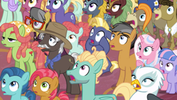 Size: 1920x1080 | Tagged: safe, imported from derpibooru, screencap, a.k. yearling, amber grain, babs seed, ballet jubilee, berry star, burnt oak, cinder glow, clear sky, cranky doodle donkey, fire flicker, gillian, golden crust, lilac swoop, matilda, midnight snack (character), night view, quibble pants, star tracker, summer flare, tree hugger, wind sprint, winter flame, zephyr breeze, donkey, earth pony, kirin, pegasus, pony, unicorn, the last problem, colt, dull surprise, female, filly, friendship student, male, mare, midnight snack (g4), offscreen character, stallion, surprised