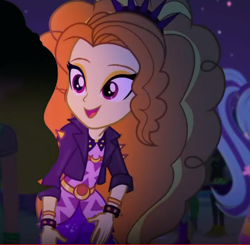 Size: 490x480 | Tagged: safe, imported from derpibooru, screencap, adagio dazzle, equestria girls, equestria girls series, find the magic, spoiler:eqg series (season 2), adoragio, bracelet, clothes, cropped, cute, female, headband, jacket, jewelry, leather jacket, smiling, solo, spiked headband, spiked wristband, watch, when she smiles, wristband, wristwatch