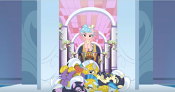 Size: 1236x650 | Tagged: safe, imported from derpibooru, screencap, cozy glow, alicorn, pony, the ending of the end, leak, cozycorn, defeated, guards, pile, race swap, smug