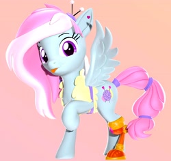 Size: 4096x3867 | Tagged: safe, artist:flushthebatsanta, imported from derpibooru, kerfuffle, pegasus, pony, rainbow roadtrip, 3d, amputee, clothes, cute, female, looking at you, mare, pincushion, prosthetic leg, prosthetic limb, prosthetics, raised hoof, source filmmaker, spread wings, tongue out, vest, wings