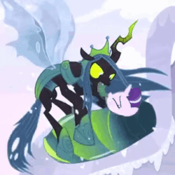 Size: 320x320 | Tagged: safe, artist:k.r.e.d.k.e, edit, edited screencap, imported from derpibooru, screencap, sound edit, queen chrysalis, starlight glimmer, changeling, changeling queen, pony, season 9, the ending of the end, spoiler:s09, abuse, animated, cocoon, cropped, dead or alive (band), duo, female, glimmerbuse, loop, music, sound, starlight vs chrysalis, ultimate chrysalis, webm, you spin me right round