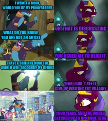 Size: 500x562 | Tagged: safe, edit, edited screencap, imported from derpibooru, screencap, ahuizotl, sphinx (character), sphinx, daring don't, daring done?, daring doubt, caption, comic, guardian, image macro, screencap comic, text