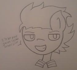 Size: 1756x1591 | Tagged: safe, artist:lightning135, imported from derpibooru, pony, beetlejuice, bust, dialogue, ponified, sketch, smiling, smirk, solo, traditional art