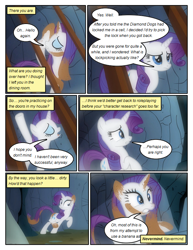 Size: 612x792 | Tagged: safe, artist:newbiespud, edit, edited screencap, imported from derpibooru, screencap, rarity, pony, unicorn, comic:friendship is dragons, comic, dialogue, eyes closed, female, mare, mud, raised hoof, screencap comic