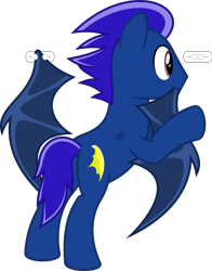 Size: 6400x8165 | Tagged: safe, artist:parclytaxel, imported from derpibooru, oc, oc only, oc:copper strikes, bat pony, earth pony, pony, .svg available, absurd resolution, bat wings, butt, coat rack, commission, male, modular, mouth hold, plot, simple background, solo, stallion, transparent background, vector, wings