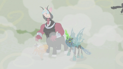 Size: 1920x1080 | Tagged: safe, imported from derpibooru, screencap, cozy glow, little strongheart, lord tirek, queen chrysalis, alicorn, buffalo, centaur, changeling, changeling queen, pony, the ending of the end, leak, alicornified, bow, cloven hooves, colored hooves, cozycorn, female, filly, hair bow, male, nose piercing, nose ring, piercing, race swap, septum piercing, ultimate chrysalis