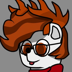 Size: 400x400 | Tagged: safe, artist:lietiejackson, imported from derpibooru, oc, oc only, oc:deer derek, deer, pony, antlers, bust, clothes, deer oc, glasses, male, no pupils, scarf, tongue out