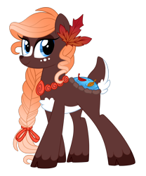 Size: 1110x1337 | Tagged: safe, artist:crystal-tranquility, imported from derpibooru, oc, oc only, deer pony, original species, pond pony, pony, braid, cloven hooves, female, simple background, solo, transparent background