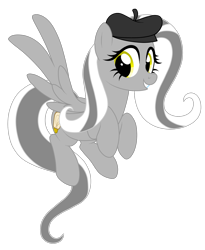 Size: 1211x1480 | Tagged: safe, artist:crystal-tranquility, imported from derpibooru, oc, oc only, oc:slashy, pegasus, pony, beret, female, hat, mare, simple background, solo, transparent background