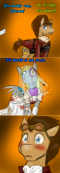 Size: 780x2254 | Tagged: safe, artist:jitterbugjive, imported from derpibooru, derpy hooves, doctor whooves, time turner, pony, lovestruck derpy, ask, blushing, bride of frankenstein, clothes, costume, doctor frankenstein, dress, halloween, halloween costume, holiday, nightmare night, nightmare night costume, tumblr