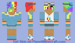 Size: 256x146 | Tagged: safe, artist:panther_grail, imported from derpibooru, kotobukiya, rainbow dash, human, dark skin, humanized, kotobukiya rainbow dash, minecraft, minecraft block, minecraft pixel art, minecraft skin, pixel art